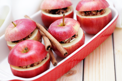 apples with sweets inside ready to bake - fruits and vegetables