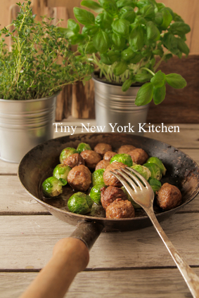 Pan Roasted Lamb Meatballs With Brussels Sprouts