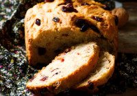 Cranberry and walnut bread baked in the bread machine