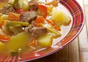 beef soup Lecho.Lecso  Hungarian  which  peppers and tomato.